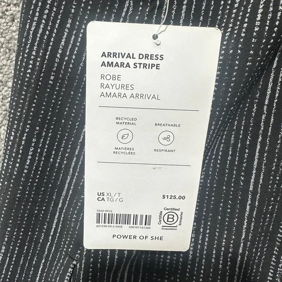 Athleta Arrival Maxi Dress Women XL Amara Stripe Black White Pockets Athleisure - Picture 4 of 14